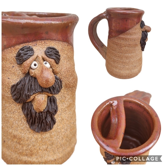 Vintage Other - Vintage 3D Funny Face Mug Studio Pottery Mustache